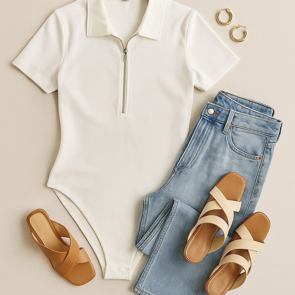 NWT Vero Moda Women Ivory White Bodysuit XL Made In Turkey - Picture 1 of 7